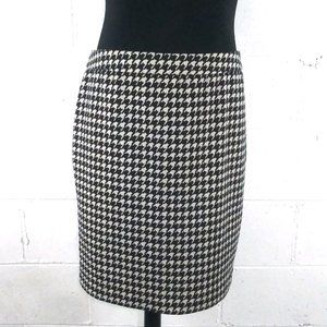 Elle Black & White Plaid Business Midi Skirt Animal Print